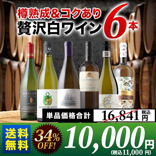 樽熟成&コクあり白ワイン6本セット 送料無料 白ワインセット「3/3更新」