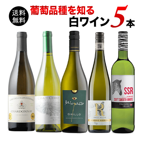 葡萄品種を知る白ワイン5本セット 送料無料 白ワインセット「4/23更新」