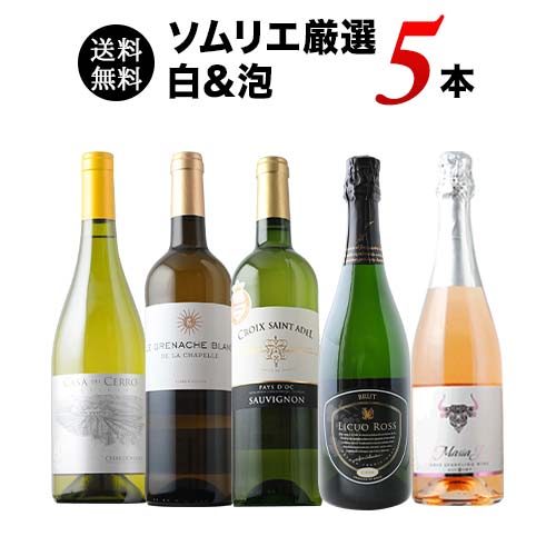 36か月長期熟成カヴァ&金賞白入り!ソムリエ厳選白&泡5本セット 送料無料「8/17更新」