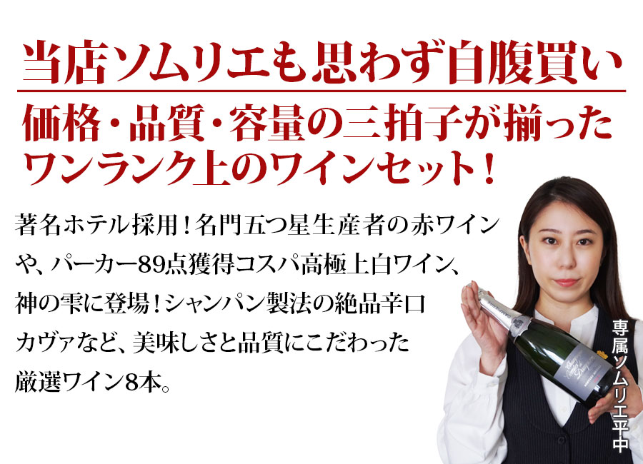 当店ソムリエが選んだ「ちょっといい」赤白泡ワイン8本セット 送料無料 ワインセット「10/8更新」