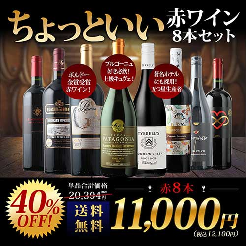 当店ソムリエが選んだ「ちょっといいワイン」赤ワイン8本セット 送料無料 ワインセット「9/10更新」