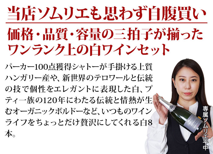 当店ソムリエが選んだ“ちょっといい”白ワイン8本セット 送料無料 白ワインセット「4/28更新」