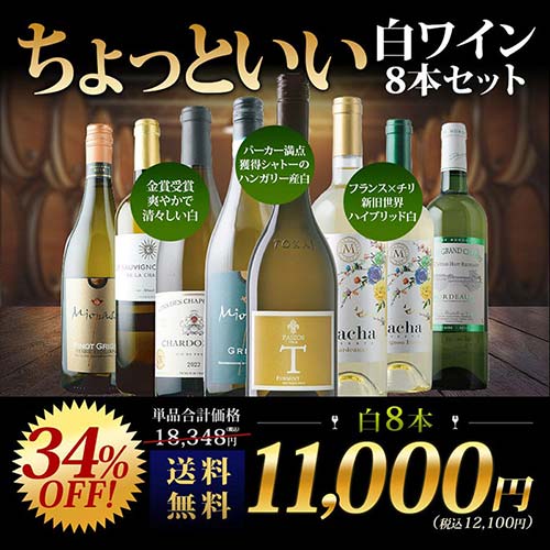 当店ソムリエが選んだ“ちょっといい”白ワイン8本セット 送料無料 白ワインセット「4/28更新」